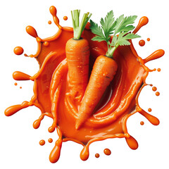 Carrot Juice Splash on a transparent background