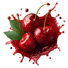 Cherry Juice Splash illustration for Beverage products on a transparent background