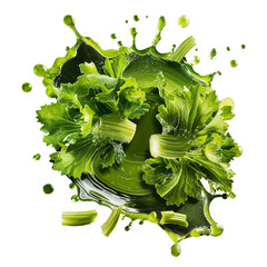 Celery juice splash on a transparent background