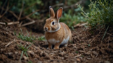 Fototapeta premium A world where rabbits have their own secret society hidden beneath the ground ai_generated