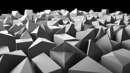 Dark background design, abstract geometric blocks, 3d render, 3D Illustration