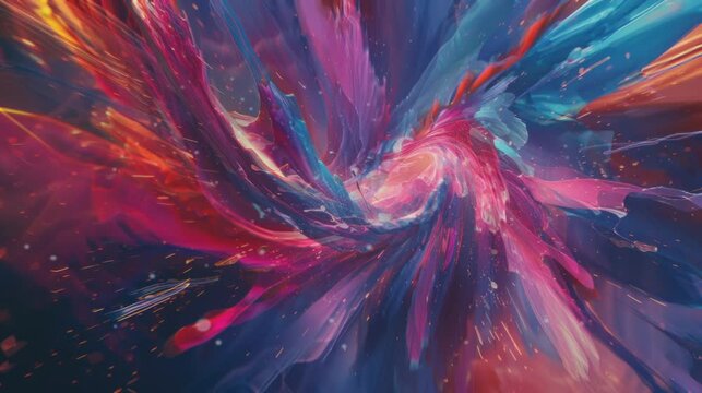Abstract purple, red, and blue explosion technology portal with a seamlessly looping blink swirl vortex animation in a high-resolution 4K video background.