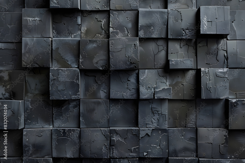 Poster abstract geometric blocks on black background 3d render