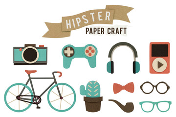 Hipster paper craft set design element