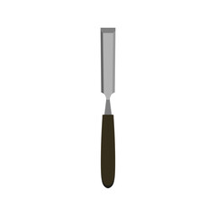 chisel flat design vector illustration. Wood Carving Chisel isolated on white background. Carpentry hand tools with wooden handle.