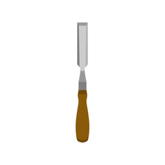 chisel flat design vector illustration. Wood Carving Chisel isolated on white background. Carpentry hand tools with wooden handle.