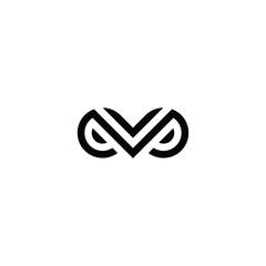 letter M bird's eye simple vector logo symbol