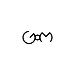 letters G,O and M connected simple vector logo symbol
