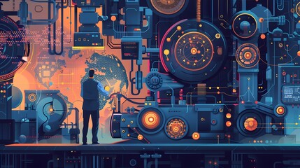 Obraz premium Illustration of Utilizing data analytics and machine learning to predict equipment failures and schedule timely maintenance. Ai Generate