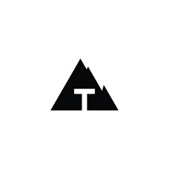 letter T mountain simple vector logo symbol