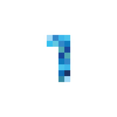 number 1 pixel simple blue pixel vector logo symbol
