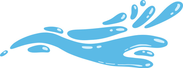 Cartoon blue dripping water drop, splash, spray and tear. Liquid flow, wave, stream and puddle. Nature water motion shape vector. Illustration of rain water drop, liquid splash