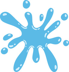 Fototapeta premium Cartoon blue dripping water drop, splash, spray and tear. Liquid flow, wave, stream and puddle. Nature water motion shape vector. Illustration of rain water drop, liquid splash