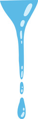 Cartoon blue dripping water drop, splash, spray and tear. Liquid flow, wave, stream and puddle. Nature water motion shape vector. Illustration of rain water drop, liquid splash