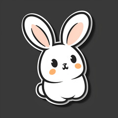 Obraz premium Adorable Black and White Bunny Sticker Illustration with Copy Space