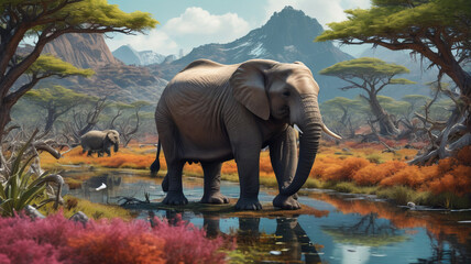 Artwork portraying endangered species and shrinking habitats, an urgent call to action against the threat of climate change, Generative AI