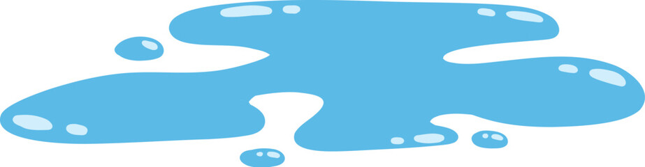 Cartoon blue dripping water drop, splash, spray and tear. Liquid flow, wave, stream and puddle. Nature water motion shape vector. Illustration of rain water drop, liquid splash