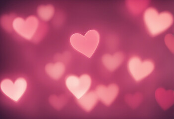 Blurred hearts lights Valentines day pink Bokeh background