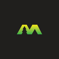 letter M tree simple vector logo symbol