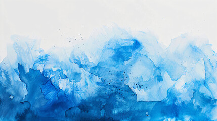 Abstract blue watercolor paint on white background 