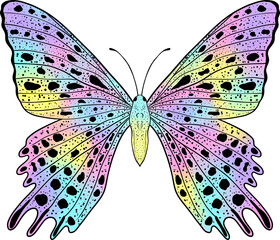 Colorful butterfly with digital watercolor effect.