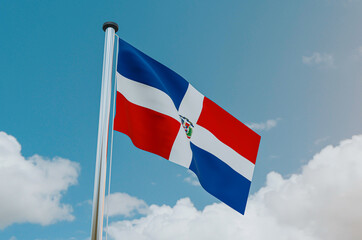 Dominican Republic Flag with Sky Background 3d illustration image
