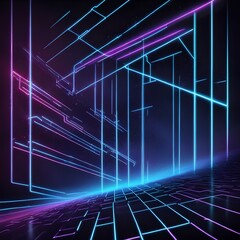 dark futuristic background with glowing grid, technology