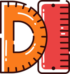 Rulers, hand-drawn education icon.