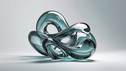 Fototapeta premium Abstract glass shape on white background, 3d render 