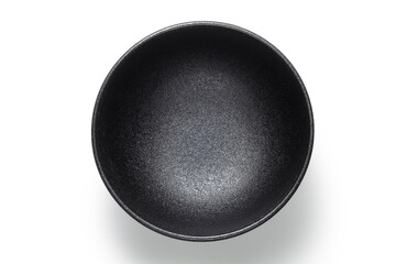black ceramic bowl isolated on white background, top view