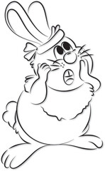 Surprised rabbit cartoon illustration, no color, rabbit, bunny.