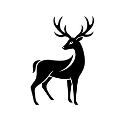 Elegant Silhouette Of A Deer Standing Against A White Background