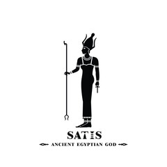 Ancient egyptian god satis silhouette, middle east god Logo