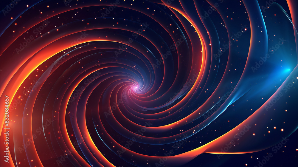 Poster dynamic spiral vortex with vibrant lines and particles