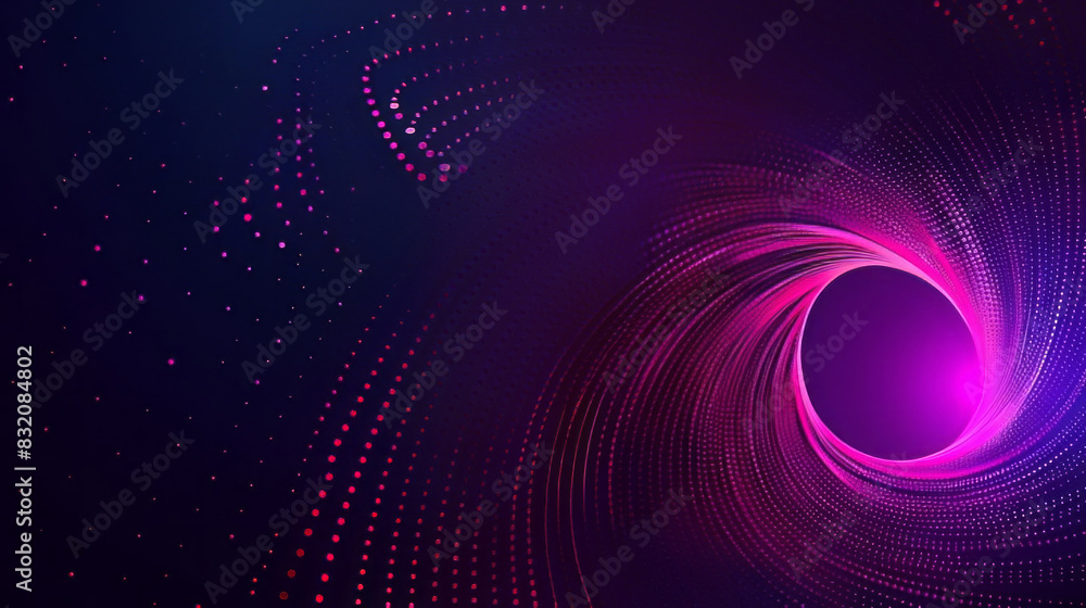 Poster abstract dynamic spiral with sound wave pattern in purple and pink