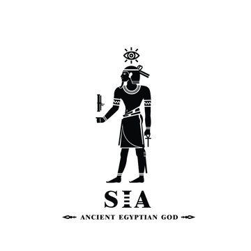 Ancient egyptian god sia silhouette, middle east god Logo