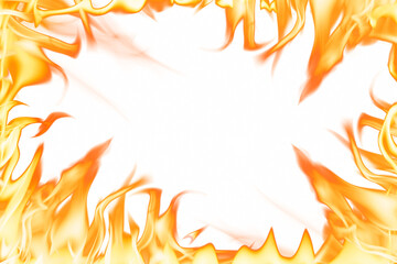 Flame png frame, orange realistic fire transparent image