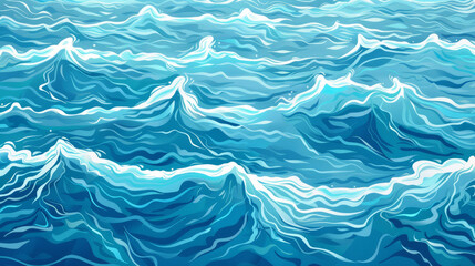 Fototapeta premium Endless blue ocean waves with white frothy crests