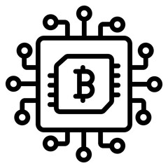 A unique design icon of bitcoin processor

