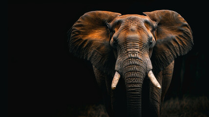 Fototapeta premium elephant stands on the dark background