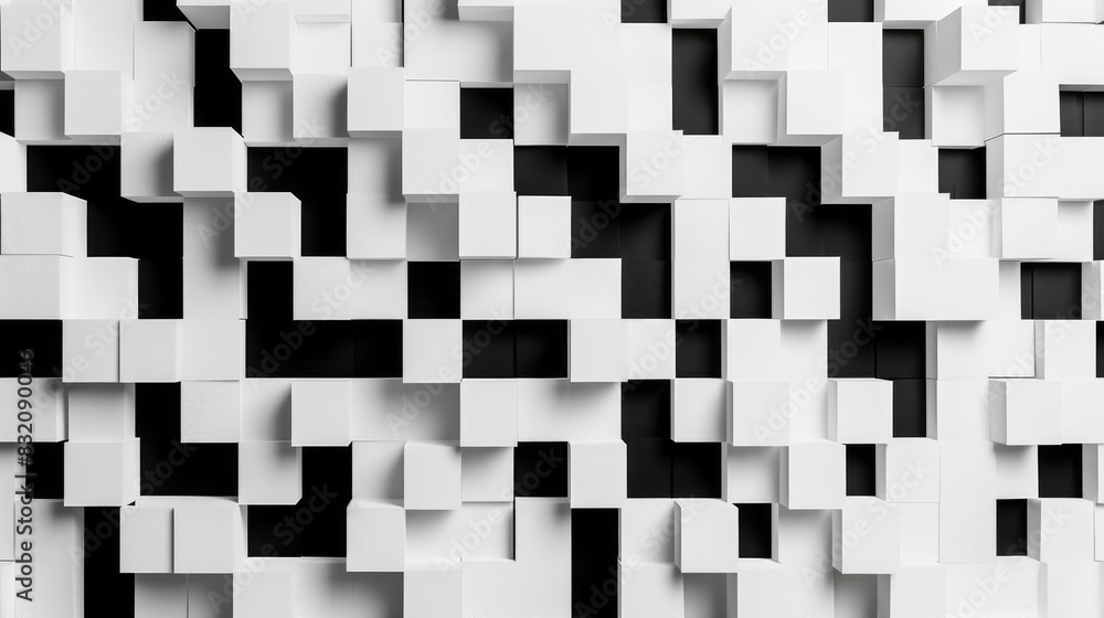 Poster white and black square shape abstract background pattern