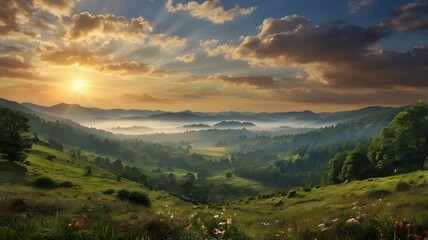 Obraz premium sunset over the mountains