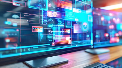 Obraz premium computer gadgets with ux design website space on screen