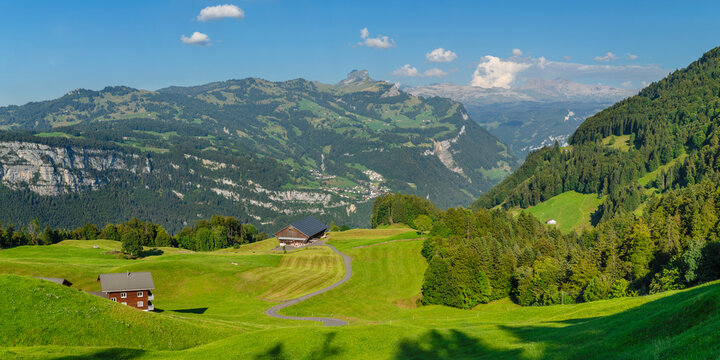 View from Fronalpstock to Stoos, Glarner Alps, Lake Lucerne, Canton Schwyz, Switzerland