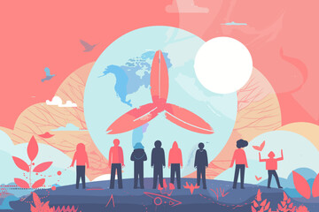 Nonprofit Organization for Peace or Social Solidarity Tiny Person Concept. Humanitarian Aid as Part of Philanthropy and Generosity from Nonprofit Company Illustration.

