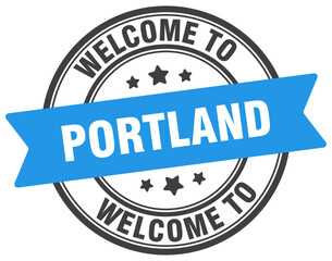 Welcome to Portland stamp. Portland round sign