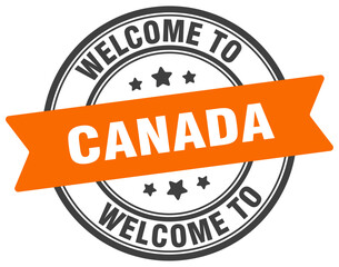 Welcome to Canada stamp. Canada round sign