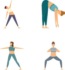 Collection of vector illustrations showcasing individuals in various yoga poses with a minimalist design