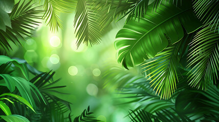 lush green tropical leaves with a blurred background, perfect for a relaxing and calming atmosphere