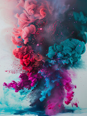 Explosions of colorful paints and powder
